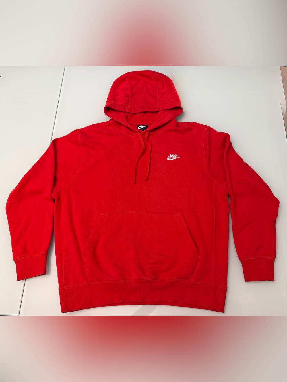 Nike Red Men's Hooded Sweatshirt with White Swoosh